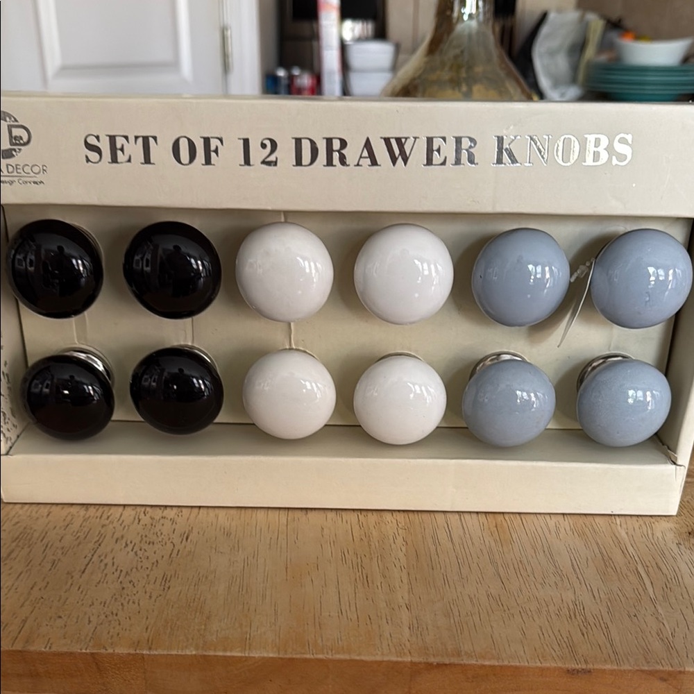 Decor Set of 12 Drawer Knobs - Black, White, and Gray
